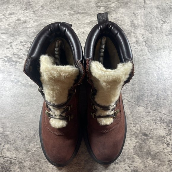 Dr Martens SYLVIA Boot 6 Eye Brown Shearling Lined Womens Platform Size 7 - Picture 7 of 8
